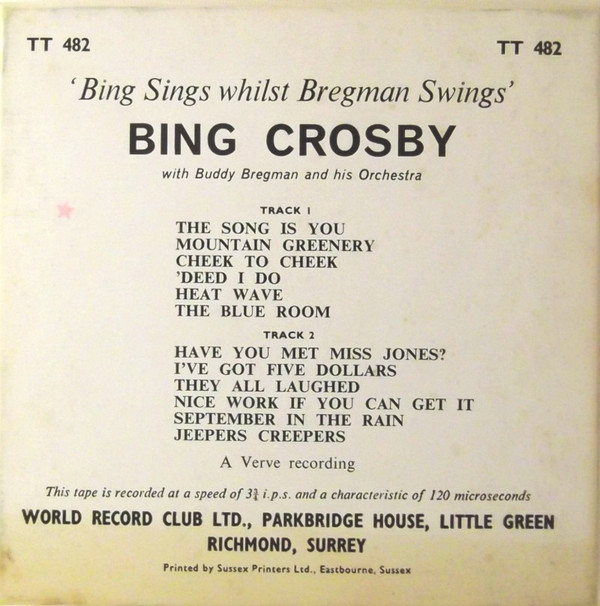 télécharger l'album Bing, Bregman - Bing Sings Whilst Bregman Swings