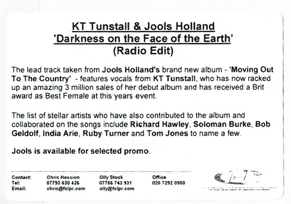 télécharger l'album Jools Holland & KT Tunstall - Darkness On The Face Of The Earth