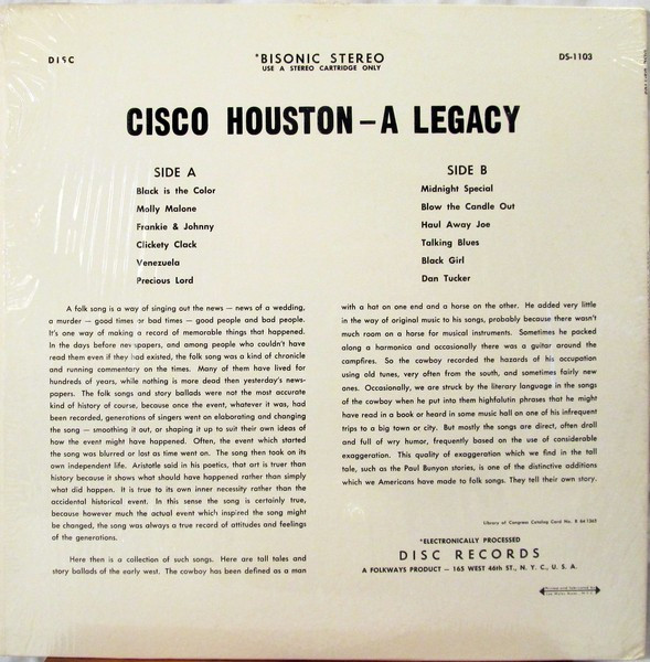 last ned album Cisco Houston - Cisco Houston A Legacy