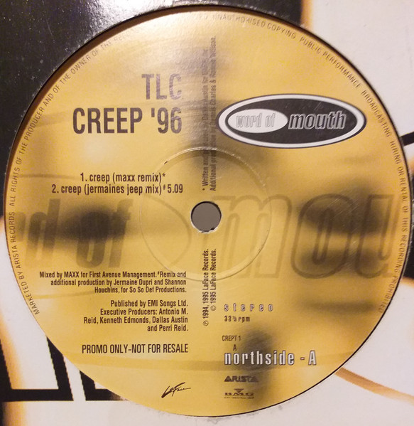 TLC CREEP 96 INCLUDES WATERFALLS E75 4 Track CD Single Picture Sleeve BMG 