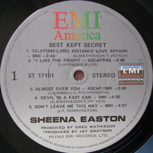 Sheena Easton - Best Kept Secret | EMI America (ST-17101) - 3