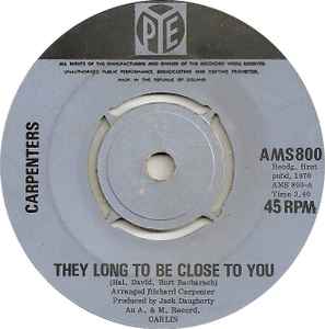 Carpenters - They Long To Be Close To You album cover