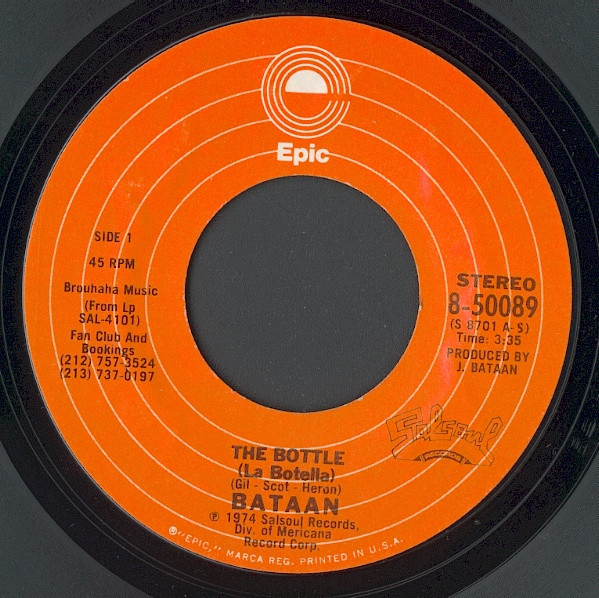 apasionado Benigno satisfacción Bataan – The Bottle = La Botella (1974, Pitman Pressing, Vinyl) - Discogs