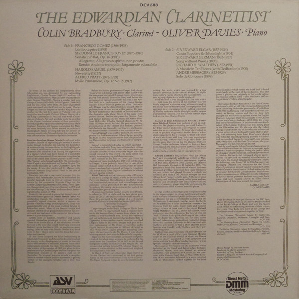 descargar álbum Download Colin Bradbury, Oliver Davies - The Edwardian Clarinettist album
