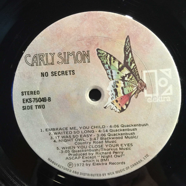 Carly Simon - No Secrets | Elektra (75049) - 4