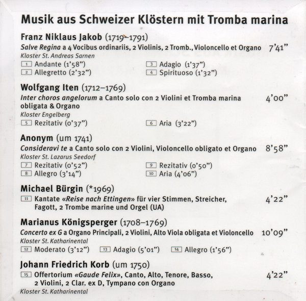 baixar álbum Various - Musik Aus Schweizer Klöstern Mit Tromba Marina