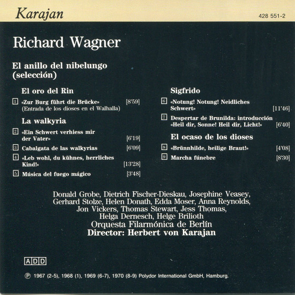 Album herunterladen Wagner Karajan, Orquesta Filarmónica De Berlín - El Anillo Del Nibelungo Selección