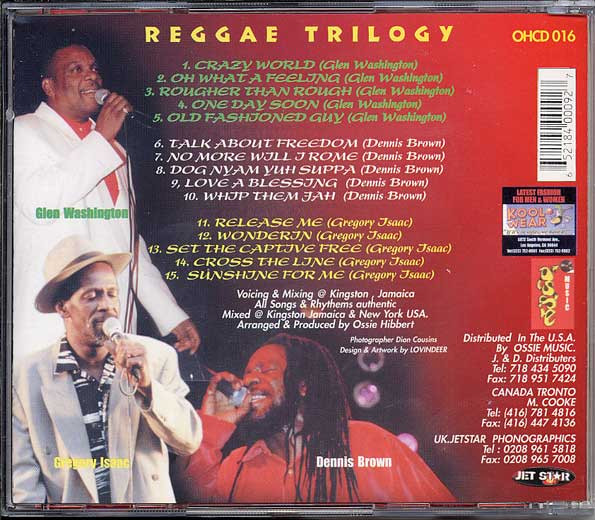 ladda ner album Glen Washington, Dennis Brown, Gregory Isaacs - Reggae Trilogy