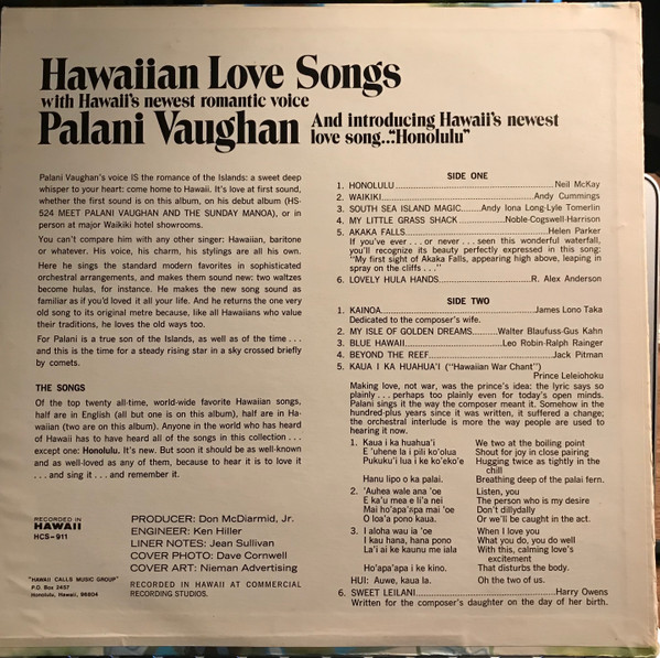last ned album Palani Vaughan - Hawaiian Love Songs