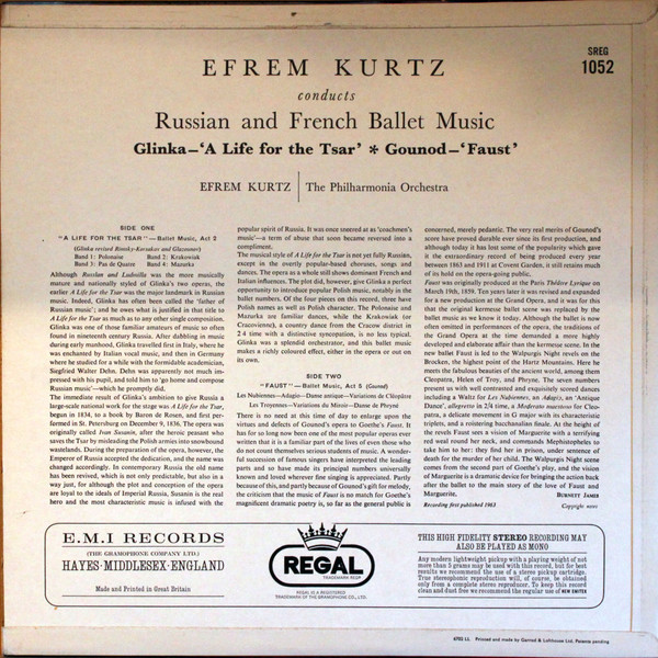 last ned album Efrem Kurtz Conducting The Philharmonia Orchestra - Russian And French Ballet Music