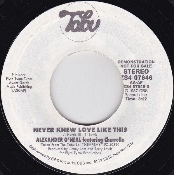 Alexander O'Neal Featuring Cherrelle – Never Knew Love Like This