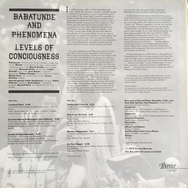 baixar álbum Babatunde And Phenomena - Levels Of Conciousness