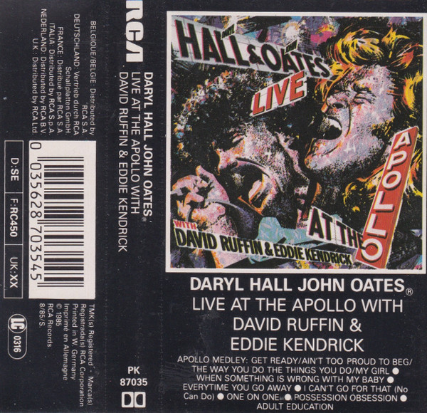 Daryl Hall u0026 John Oates With David Ruffin u0026 Eddie Kendrick - Live At The  Apollo | Releases | Discogs