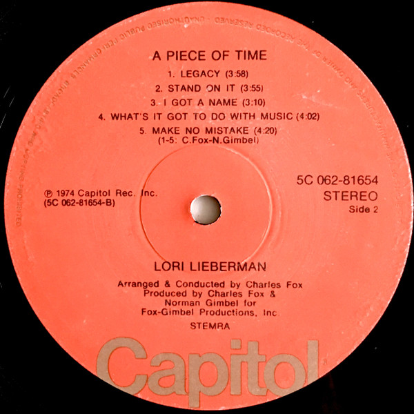 télécharger l'album Lori Lieberman - A Piece Of Time