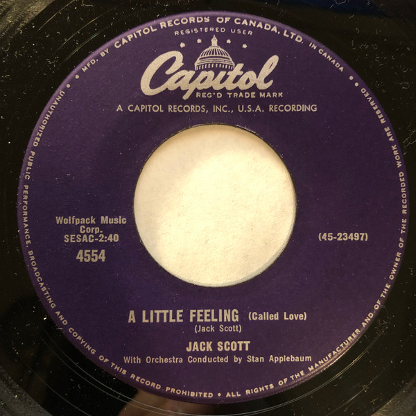 Jack Scott - A Little Feeling (Called Love) | Releases | Discogs