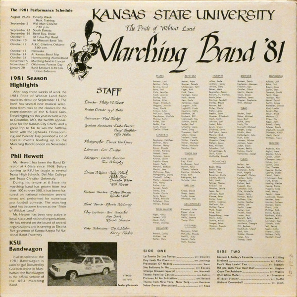 ladda ner album Kansas State University Marching Band - The Pride Of Wildcat Land Marching Band 81