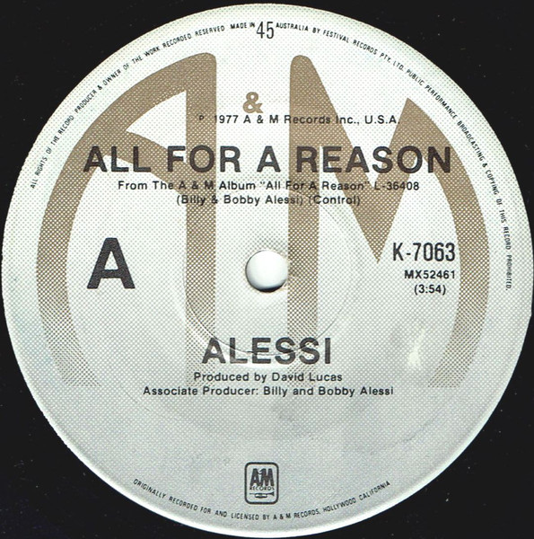 Alessi – All For A Reason (1977, Vinyl) - Discogs