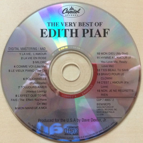 Edith Piaf – The Very Best Of Edith Piaf (Immortal 