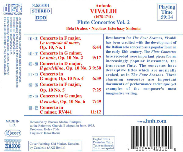 télécharger l'album Vivaldi, Bela Drahos, Nicolaus Esterházy Sinfonia - Flute Concertos Volume 2