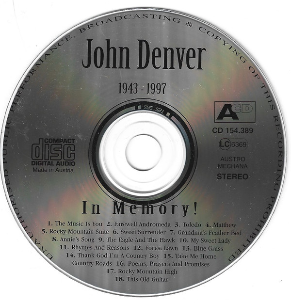 last ned album John Denver - 1943 1997 In Memory