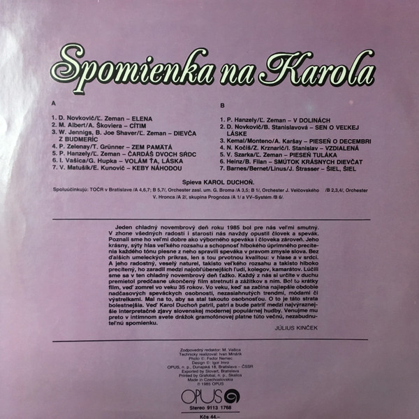 ladda ner album Karol Duchoň - Spomienka Na Karola