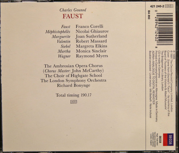 last ned album Gounod Sutherland, Corelli, Ghiaurov, Bonynge - Faust