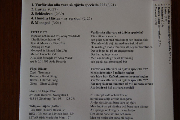 lataa albumi Fågel Blå - Varför Ska Alla Vara Så Djävla Speciella