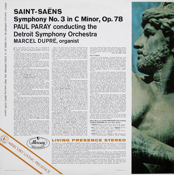 télécharger l'album SaintSaëns, Marcel Dupré, Paul Paray, Detroit Symphony Orchestra - Symphony No 3 In C Minor Op 78