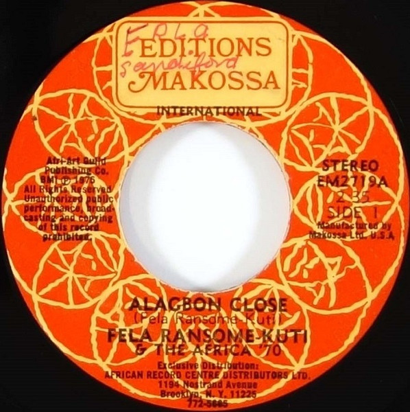 Fela Ransome-Kuti & The Africa '70 – Alagbon Close (1975, Vinyl
