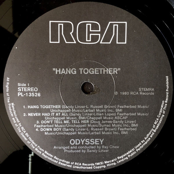 Odyssey - Hang Together | RCA (PL 13526) - 3