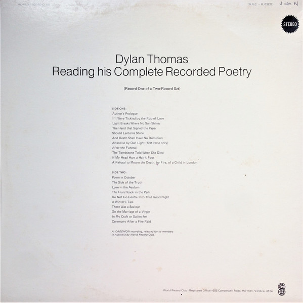 télécharger l'album Dylan Thomas - Reading His Complete Recorded Poetry