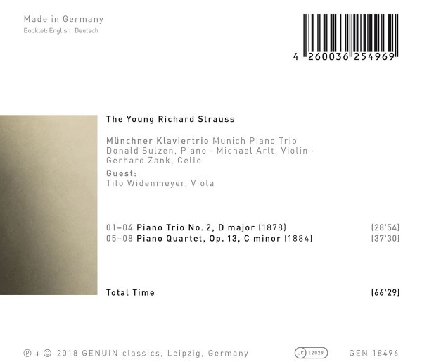 baixar álbum Münchner Klaviertrio, Tilo Widenmeyer - The Young Richard Strauss Piano Trio No 2 D Major Piano Quartet C Minor Op 13