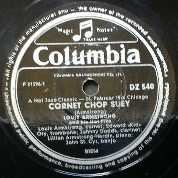 Louis Armstrong & His Hot Five – Cornet Shop Suey/ My Heart (1926