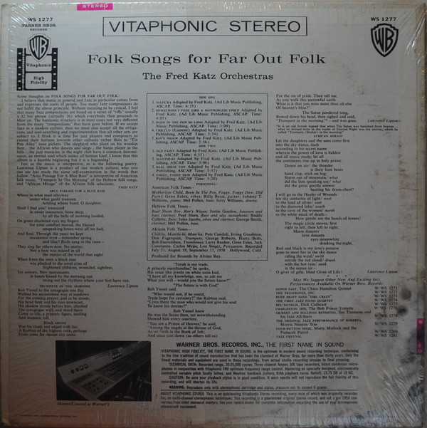 télécharger l'album The Fred Katz Orchestras - Folk Songs For Far Out Folk