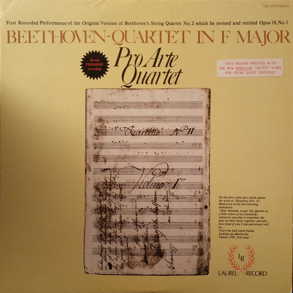 lataa albumi Beethoven Pro Arte Quartet - Quartet In F Major
