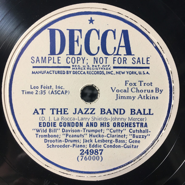SP盤●ジャズ/エディ・コンドン[ジャズ・バンド・ボールで/ディル・ピックルス]DECCA/EDDIE CONDON/AT THE JAZZ BAND BALL/DILL PICKLES