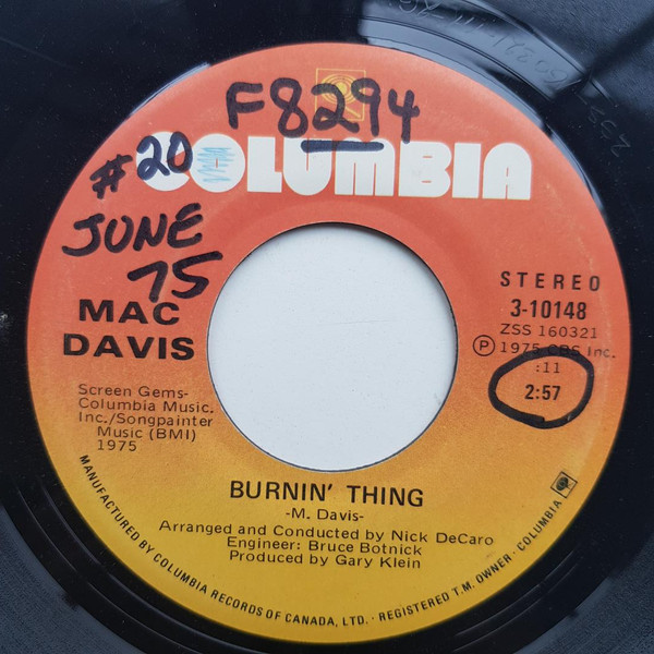 last ned album Mac Davis - Burnin Thing