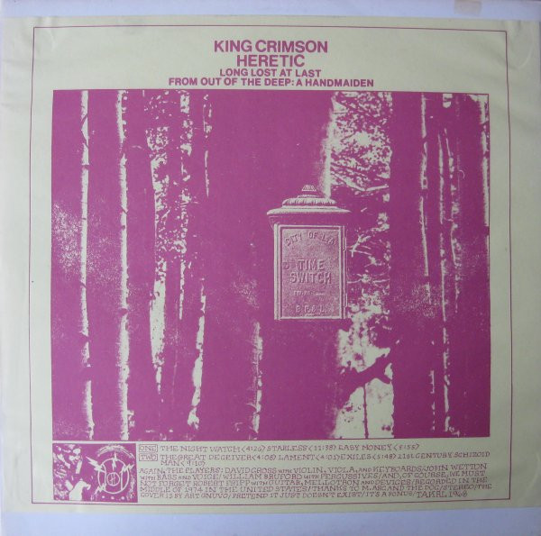 King Crimson – Heretic (1974, Vinyl) - Discogs
