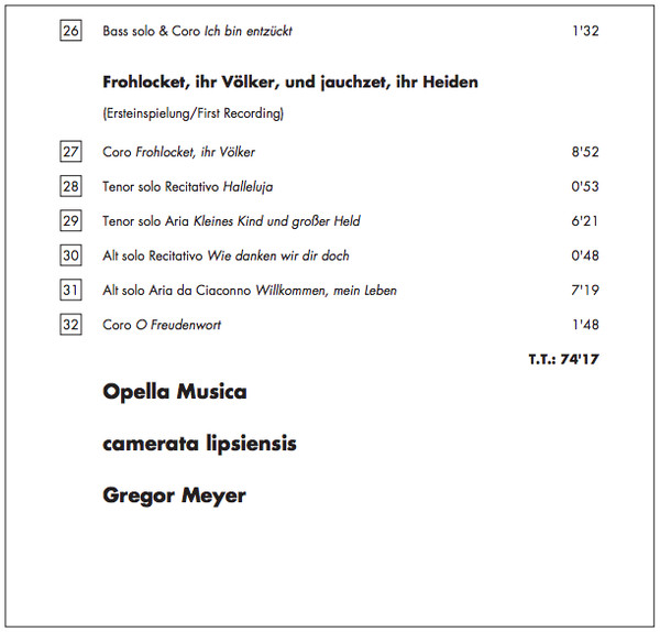 ladda ner album Johann Kuhnau, Opella Musica, Camerata Lipsiensis, Gregor Meyer - Complete Sacred Works III