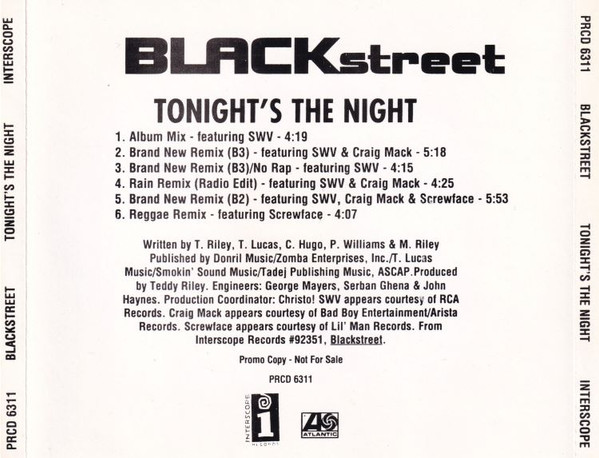 Blackstreet – Tonight's The Night (1995, CD) - Discogs