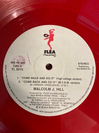 Malcolm J. Hill Come Back And Do It 1989 Red Vinyl Vinyl