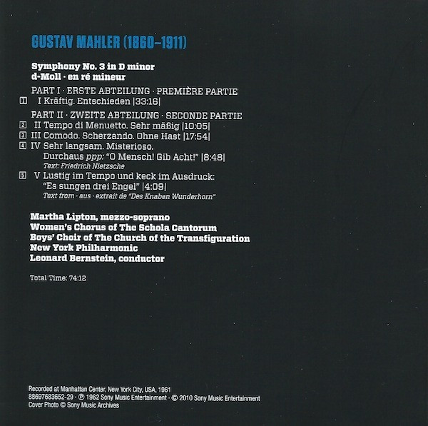 last ned album Download Gustav Mahler New York Philharmonic, Leonard Bernstein - Symphony No 3 Movements I V album