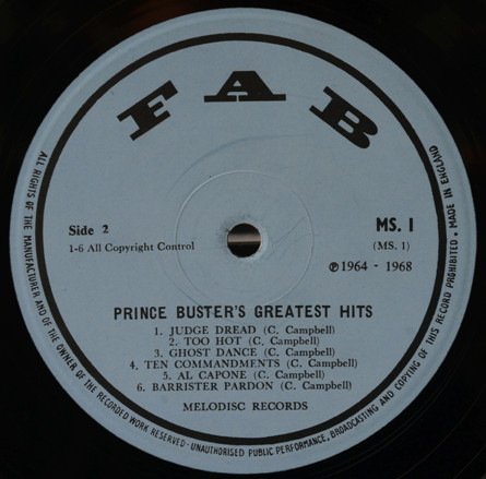 Prince Buster – Fabulous Greatest Hits (1968, Vinyl) - Discogs