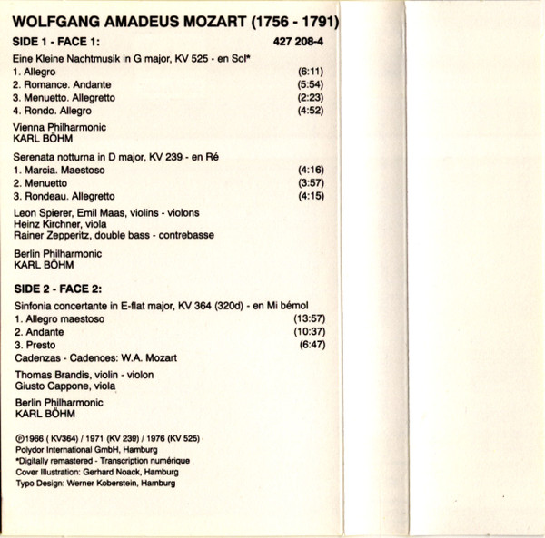 descargar álbum Download Wolfgang Amadeus Mozart Karl Böhm - Eine Kleine Nachtmusik Serenata Notturna K 239 Sinfonia Concertante K 364 album