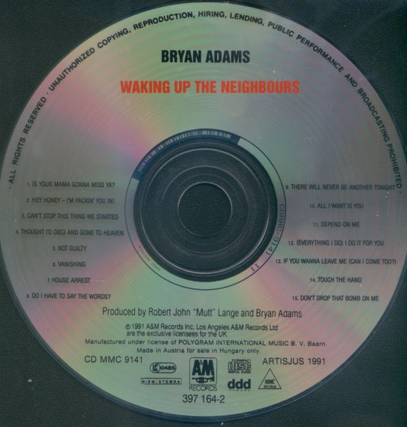 Bryan Adams u003d ブライアン・アダムス – Waking Up The Neighbours u003d ウェイキング・アップ・ザ・ネイバーズ  (1991