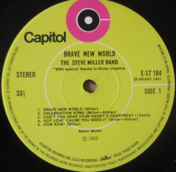 The Steve Miller Band - Brave New World | Capitol Records (E-ST 184) - 3