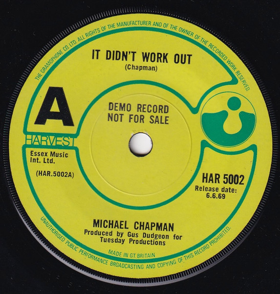 Michael Chapman – It Didn't Work Out (1969, Vinyl) - Discogs