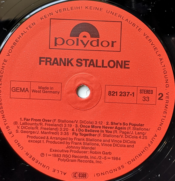Frank Stallone – Frank Stallone (1984, Vinyl) - Discogs