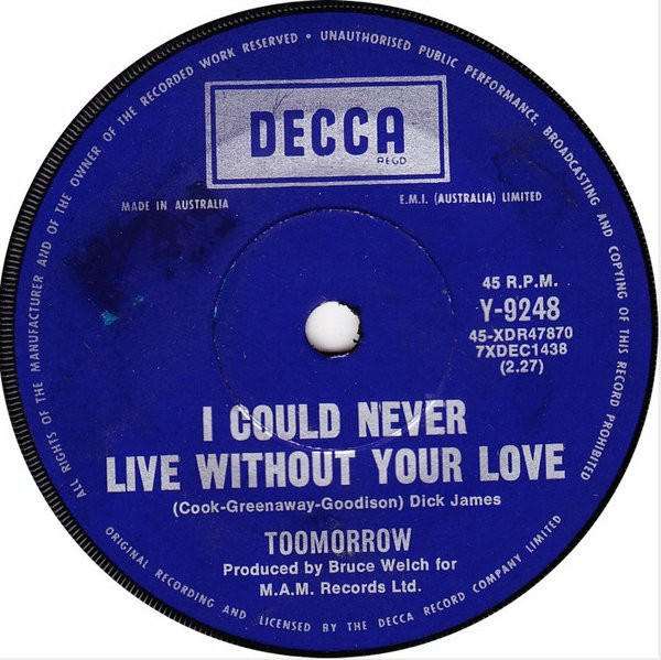 ７インチ☆TOOMORROW☆I COULD NEVER LIVE WITHOU - 洋楽