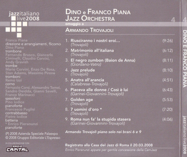 descargar álbum Dino E Franco Piana Jazz Orchestra - Omaggio A Armando Trovajoli